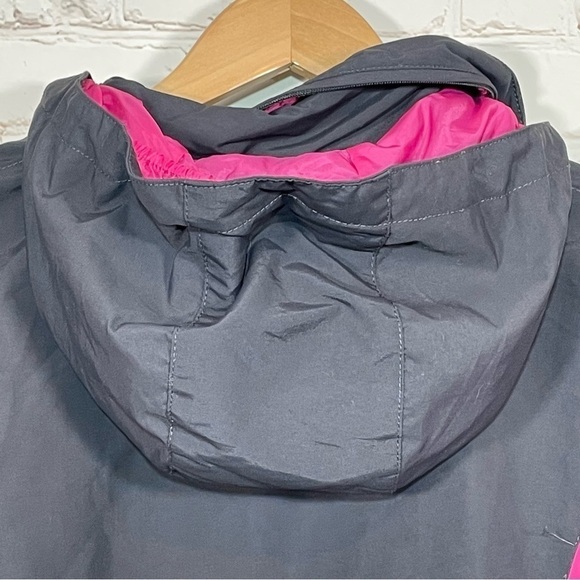 L.L.Bean Jacket Girls Medium 10-12 Gray Pink Full Zip Hooded Pockets - Picture 9 of 13